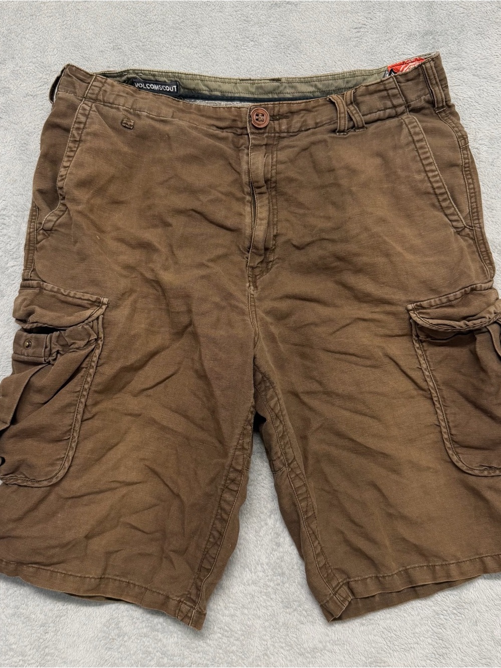 VTG Y2K Volcom Scout Size 36 Cargo Skater Shorts Baggy Grunge Linen Cotton